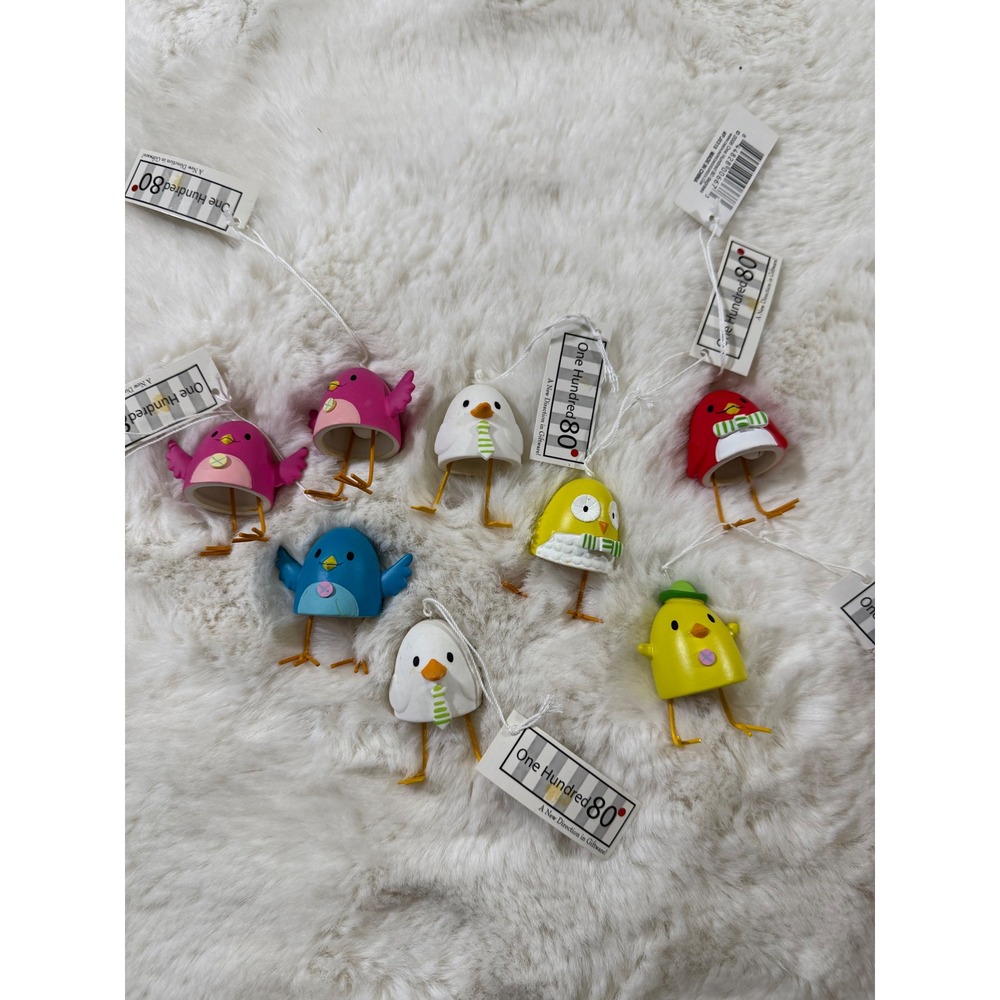 LOT OF 8 One Hundred 80 Degrees Bird Ornament Multicolor Whimsical Spring Easter